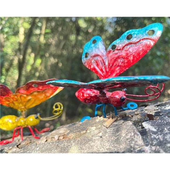 Metal Butterfly Yard Art Decor for Garden Patio Porch Tree Set of 4 Butterflies - Picture 2 of 6